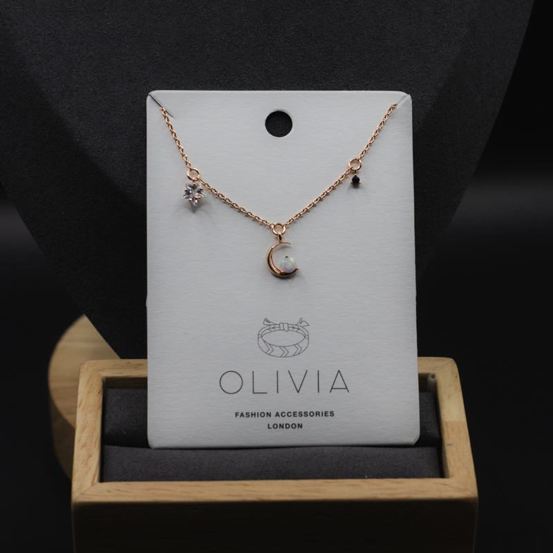 Moon and Star Hanging Charms Necklace