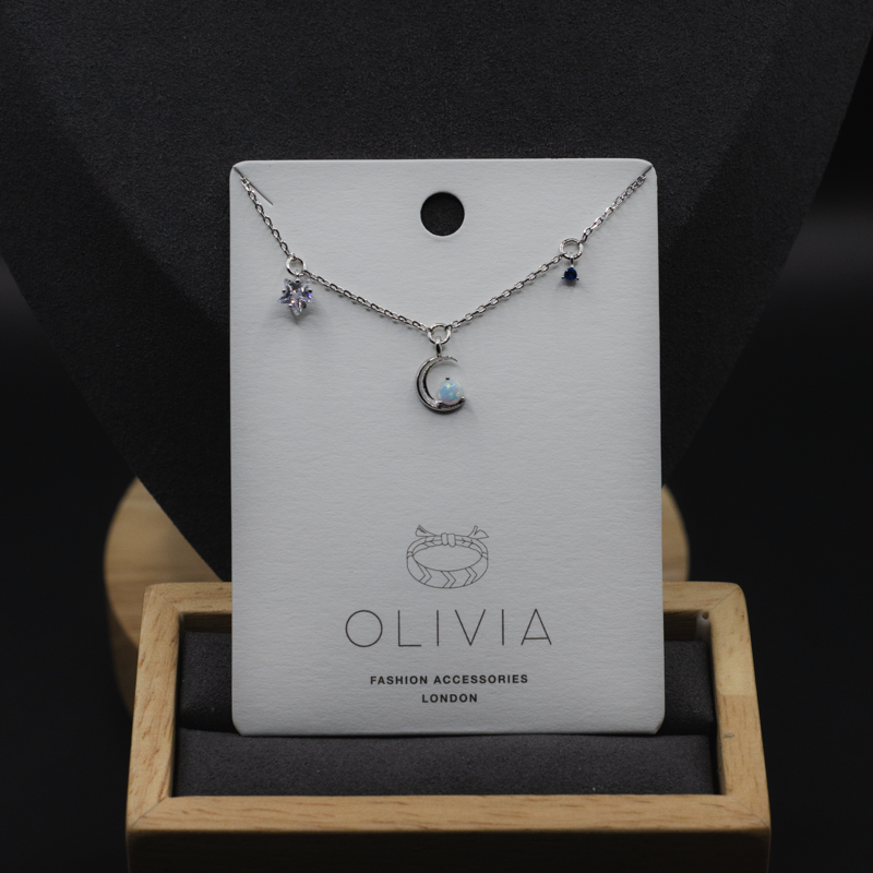 Moon and Star Hanging Charms Necklace