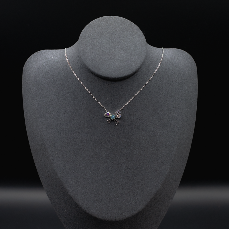 Sparkling Butterfly Bow Charm Necklace
