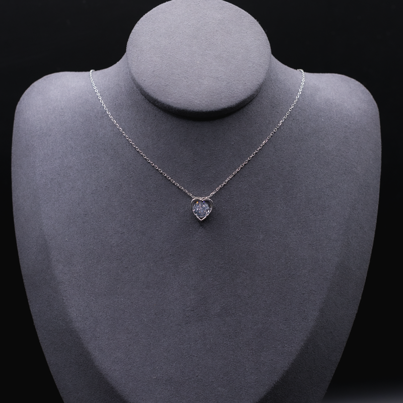 Floating Heart Silver Necklace