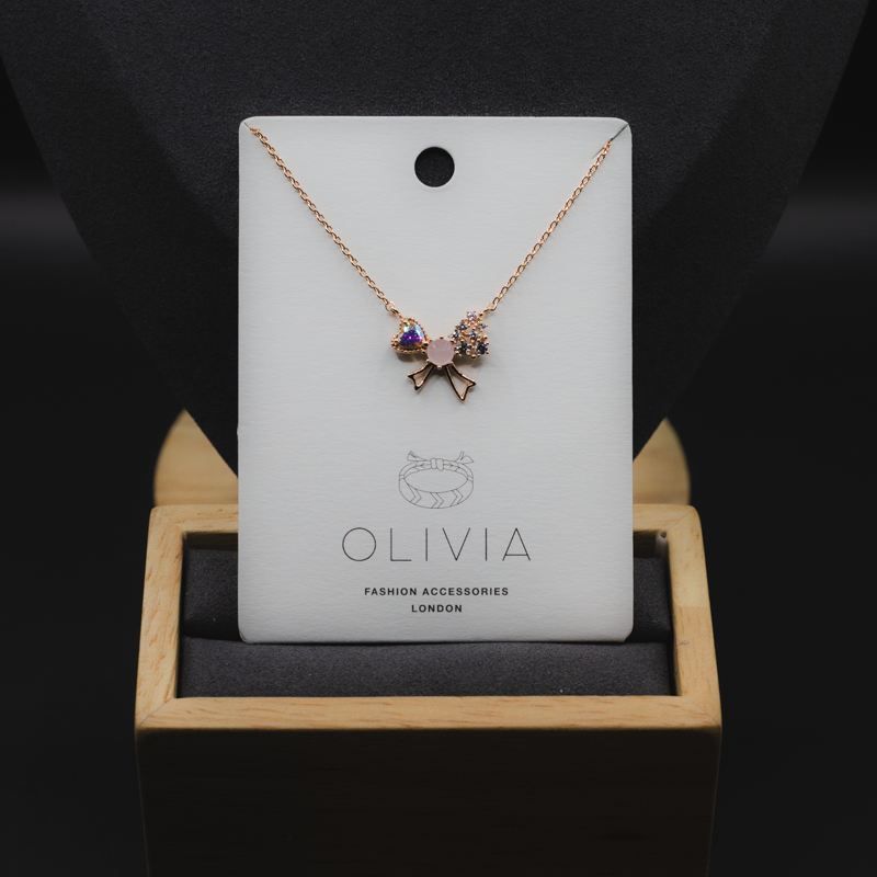 Sparkling Butterfly Bow Charm Necklace