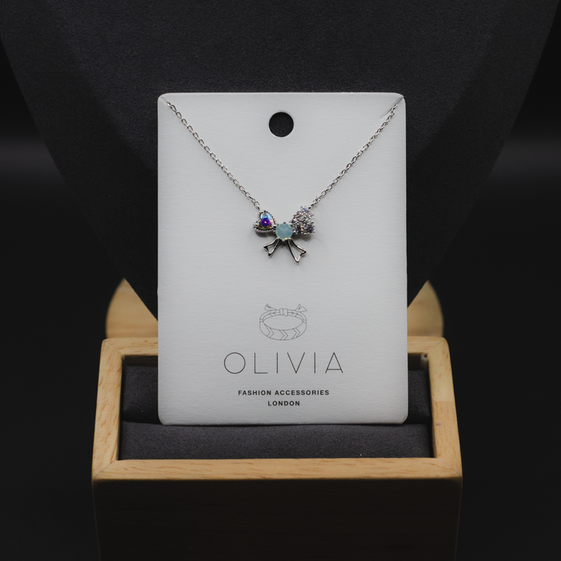 Sparkling Butterfly Bow Charm Necklace